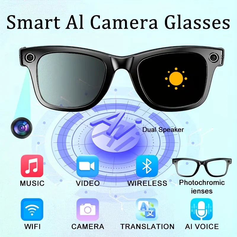 Giinova AI Smart Video Glasses With Camera For 8MP Photos