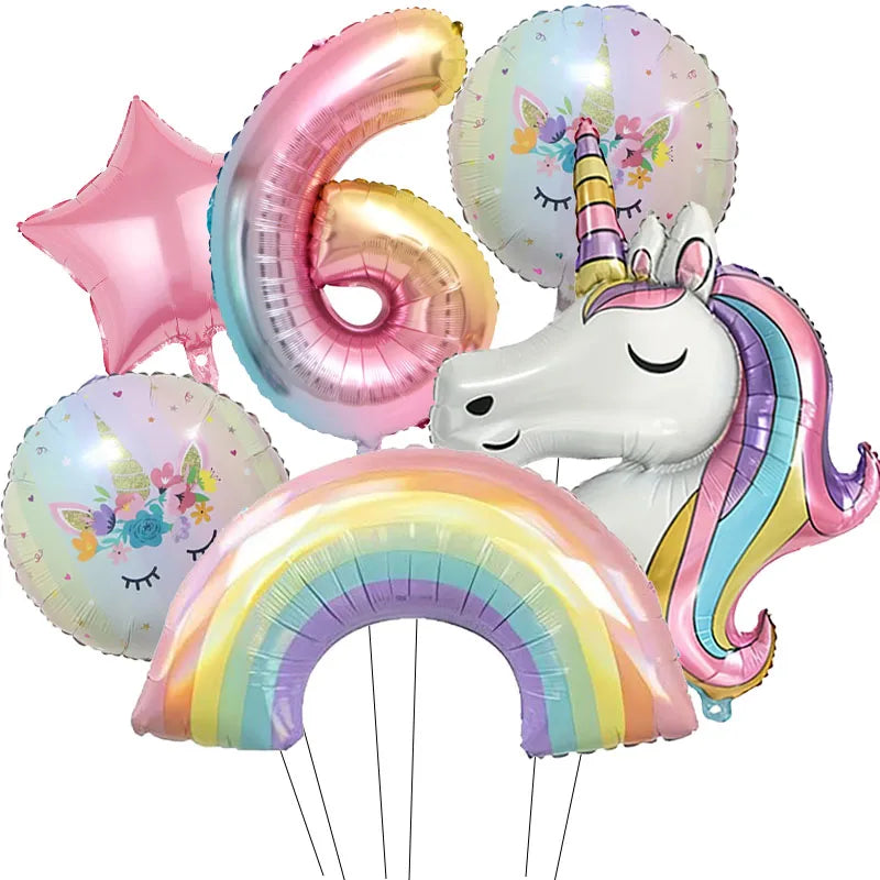 Unicorn Foil Number Balloon Birthday Party Decoration