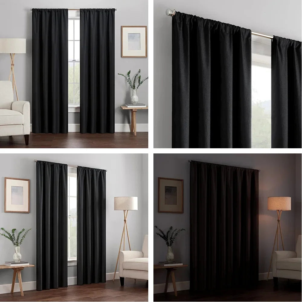 1 Panel Blackout Curtain Thermal Insulated Light Reducing Grommet Window Panel for Living Room and Bedroom
