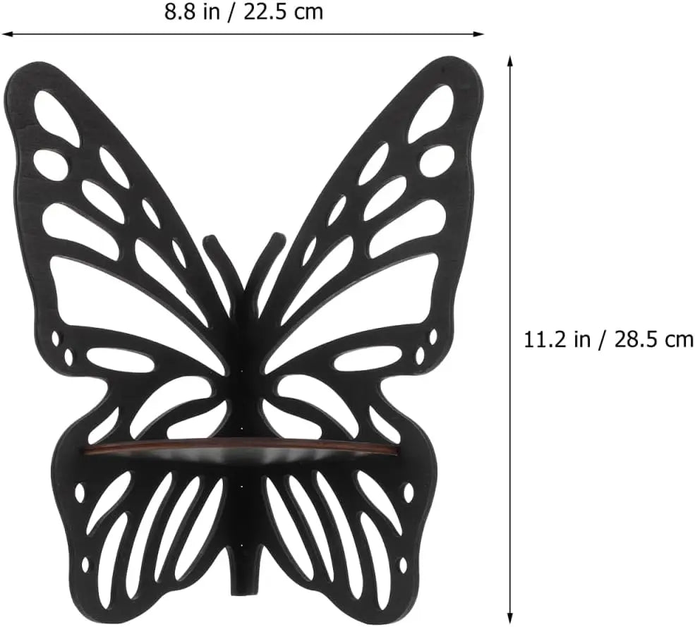 Butterfly Wall Shelf Wooden Floating Corner Bookshelf for Crystal Display Figurine Storage and Home Decor