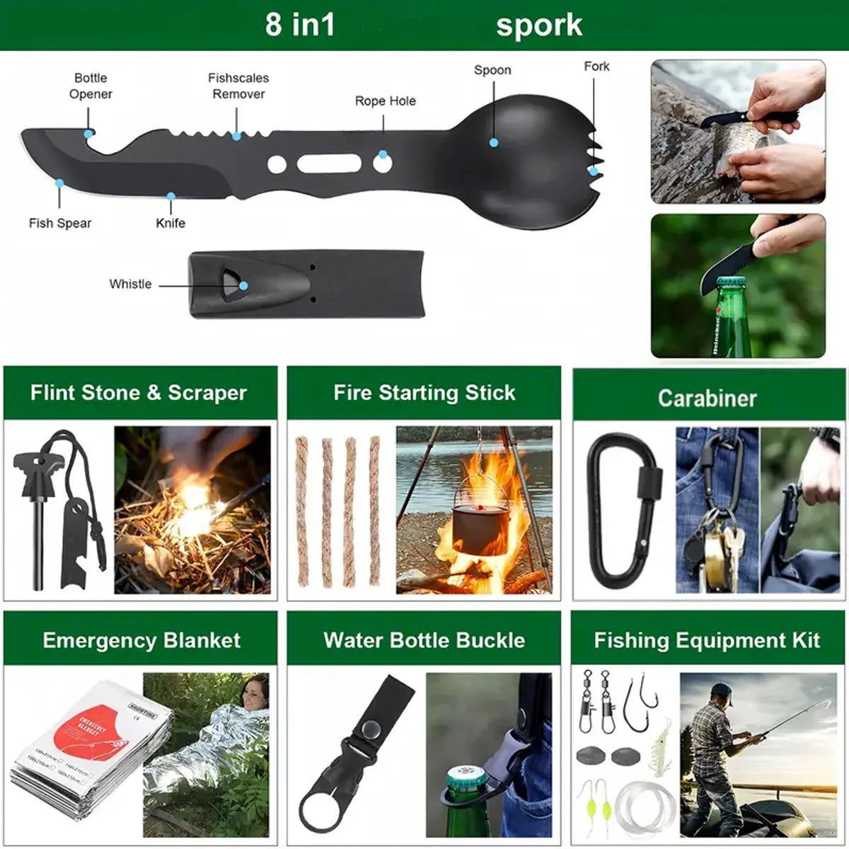 Hign Concerned Outdoor Survival Tool Kit First Aid Gear