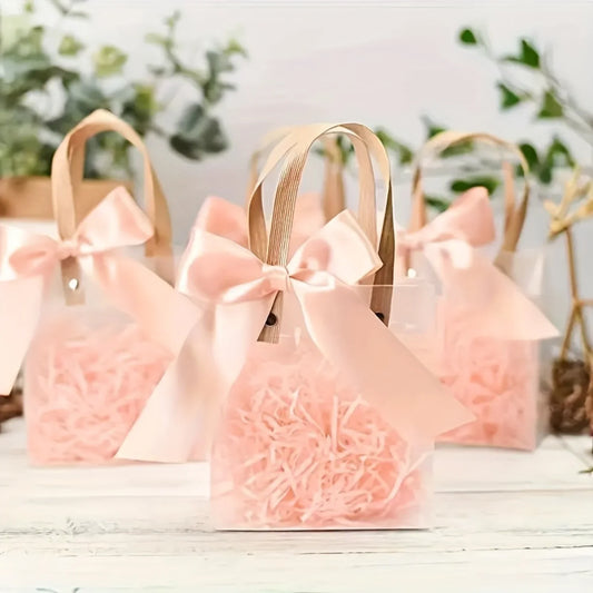 10 Piece Elegant Transparent PVC Gift Bags With Ribbon Bows For Weddings Birthdays And Holiday Parties