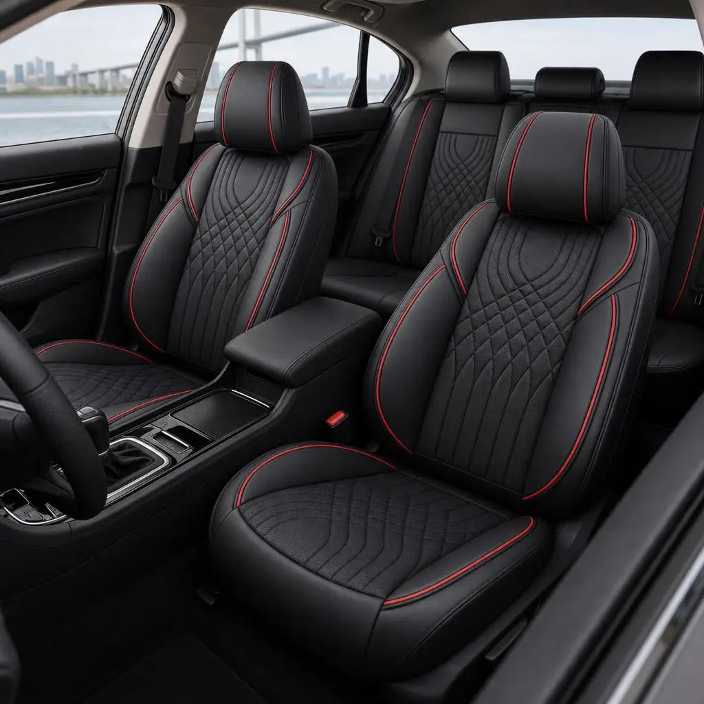 The Complete Set Of Car Interior Accessories For Car Seat Covers Is Suitable For Dodge Leather Car Seat Cover Protectors, 5-Seat Complete Front And Rear Cushions