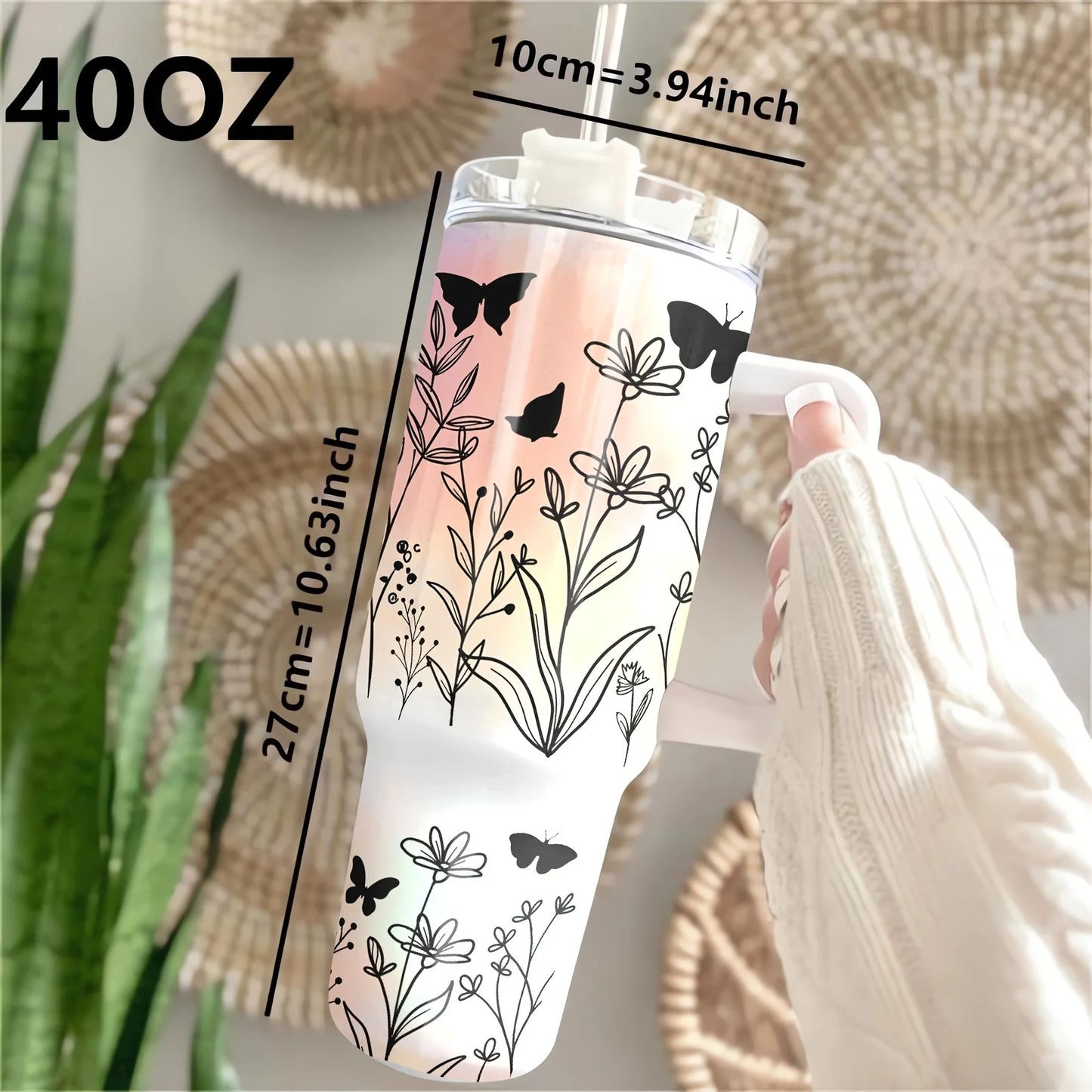 Vacuum Insulated Stainless Steel Water Bottle With Handle And Straw