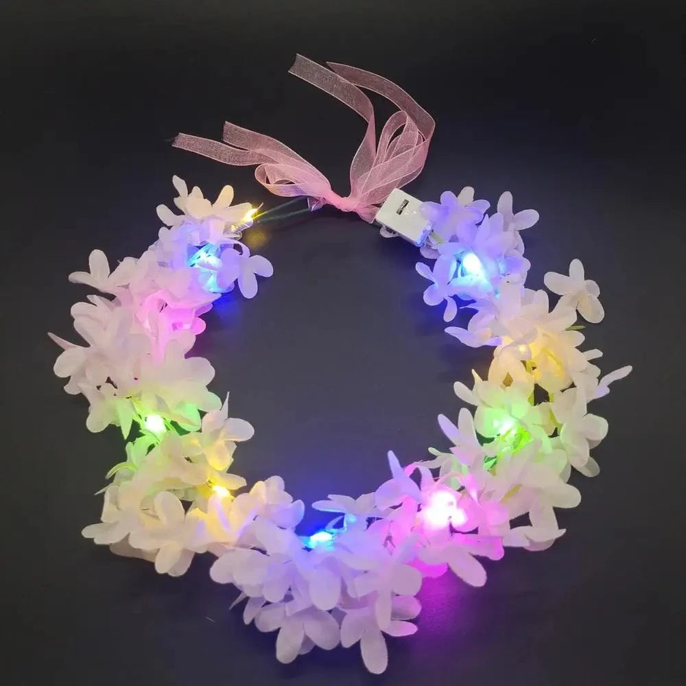 LED Light Up Flower Crown Glow Headband For Festivals