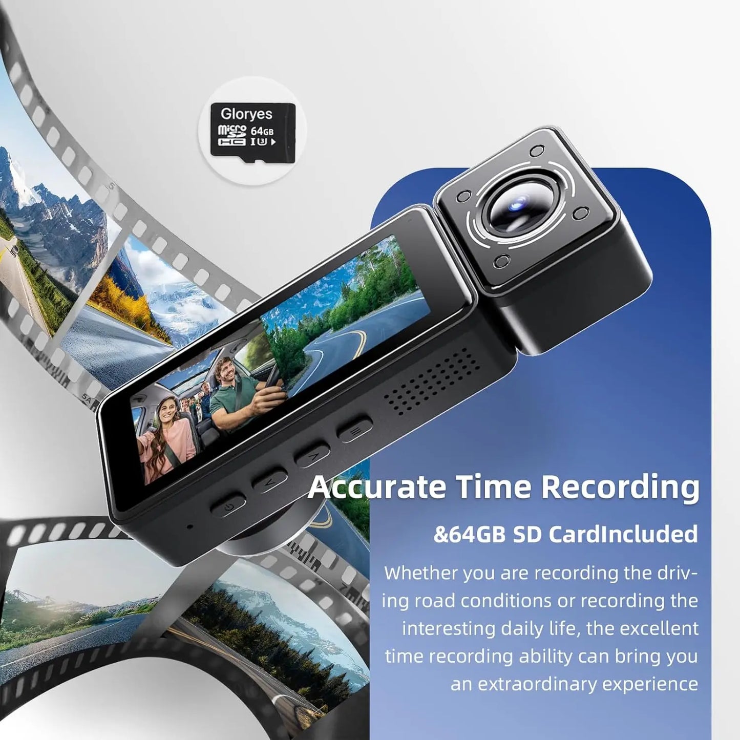 Kankeirr 3 Channel 2.5K Dash Cam With 360 Night Vision