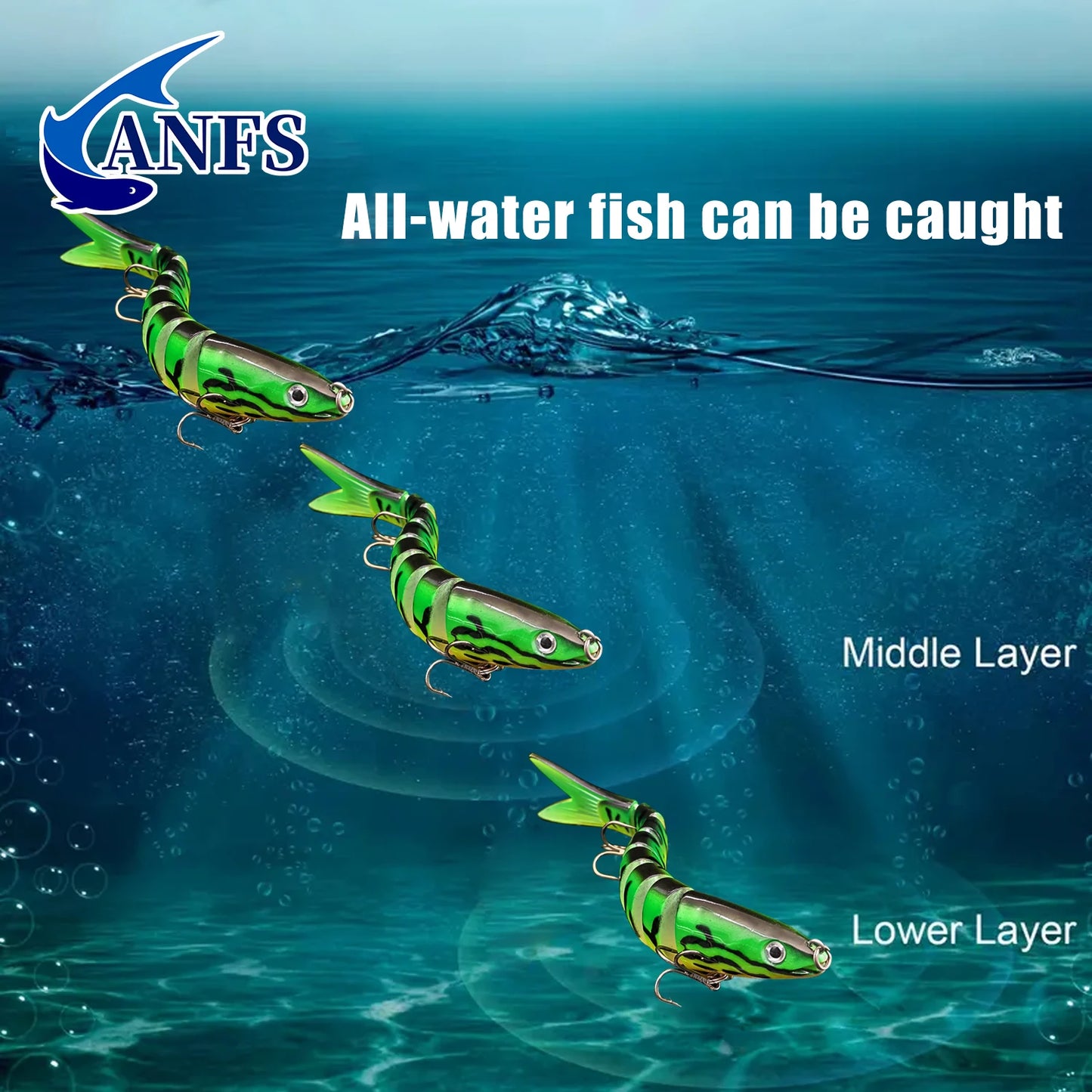 ANFS Realistic Fishing Lure Set of 3pcs, Multi-Jointed Swimbaits Fishing Lures, Lifelike Slow Sinking Artificial Bait for Bass, Trout, Perch -perfect fishing gift for Angle