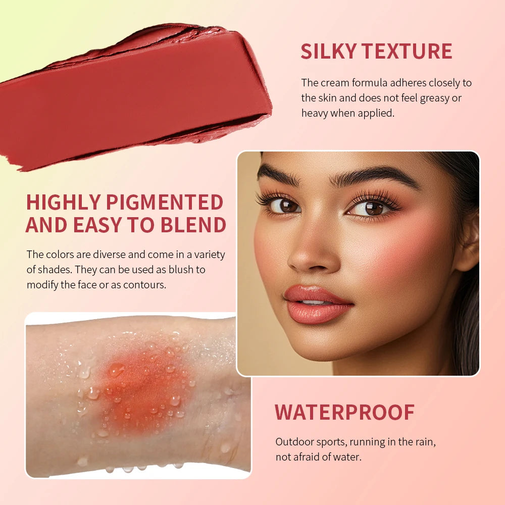 All-In-One 8 Color Cream Blush Countouring Face Palette Blendable Longwear Natural Glow Shades Long-Lasting Sweat-Resistant Woman Makeup