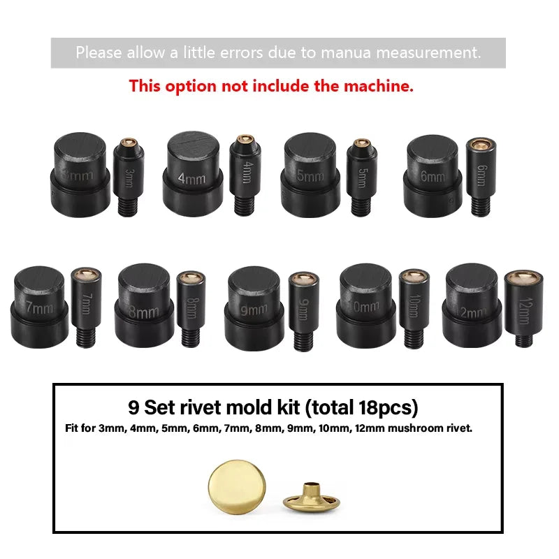 WUTA Hand Press Button Installation Machine Manual Press Grommet Eyelet Installer Tools Snap Fastener Metal Mold Mute Craft Tool