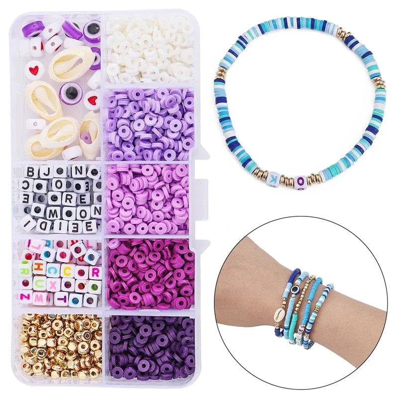Jewelry accessories kit 4mm soft ceramic+letter beads+accessories Charms DIY jewelry creation beads Jewelry making materials
