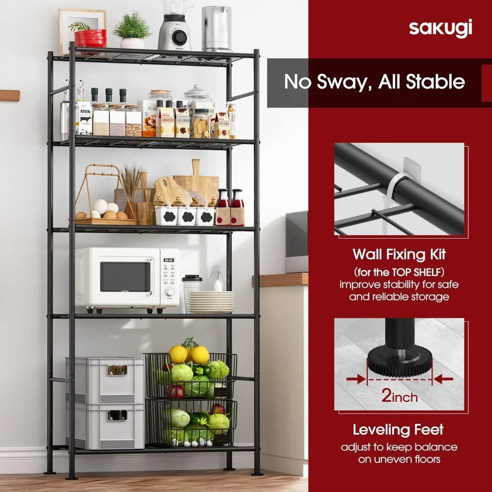 Storage Racks - 2 Pack, 5-Tier Freestanding Steel Shelving Units with Reinforced Frame, Adjustable Garage   Customized