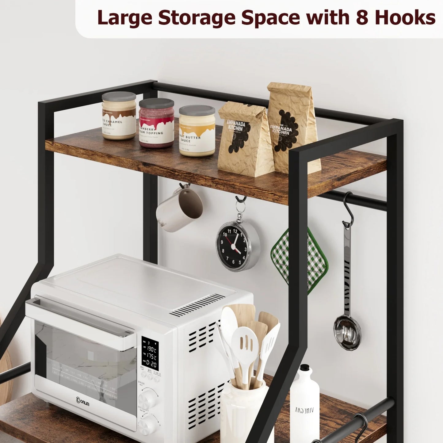 HiMISS Kitchen Bakers Rack With Microwave Oven Stand And Baskets