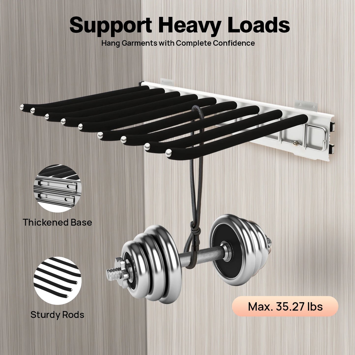 9-Rod Side Mounted Trouser Hanger, 35 lbs Pull Out Trousers Rack, Sliding Pants Rack W/ Flocked Bars for Pants, Ties