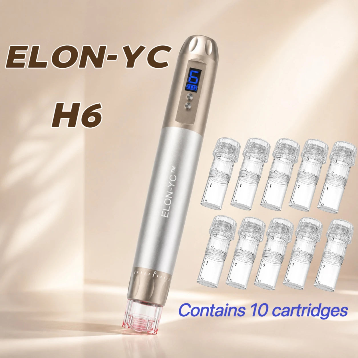 Original ELON-YC-H6 With 10 Cartridges Microneedling Pen 2-in-1 Beauty Equipment 0.25MM Needle