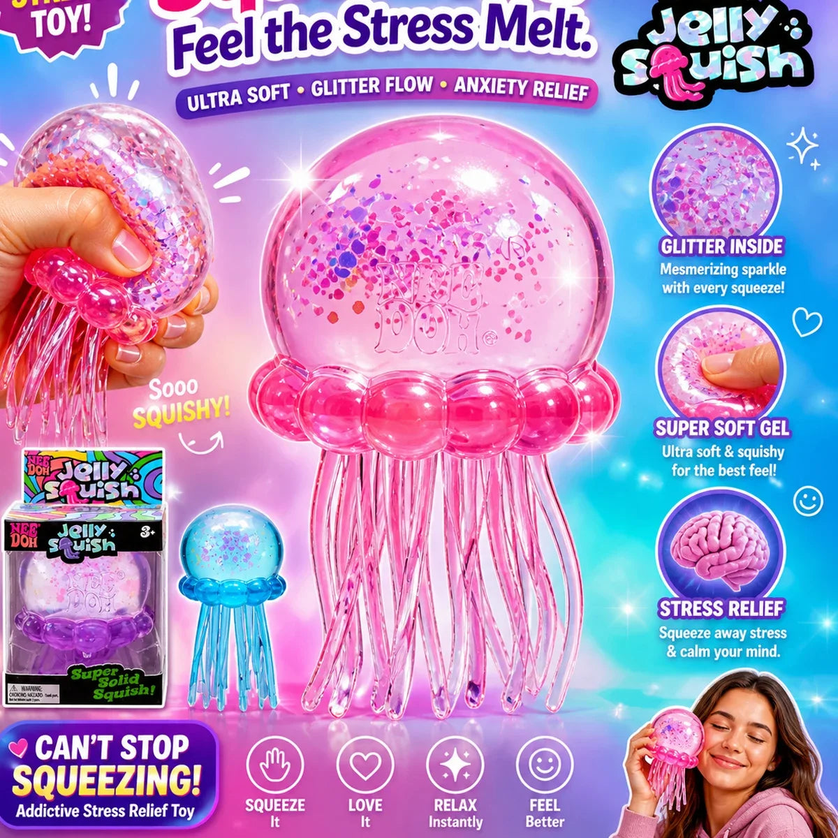 Schylling Needoh Pizza Sensory Fidget Cube Stress Relief Toy