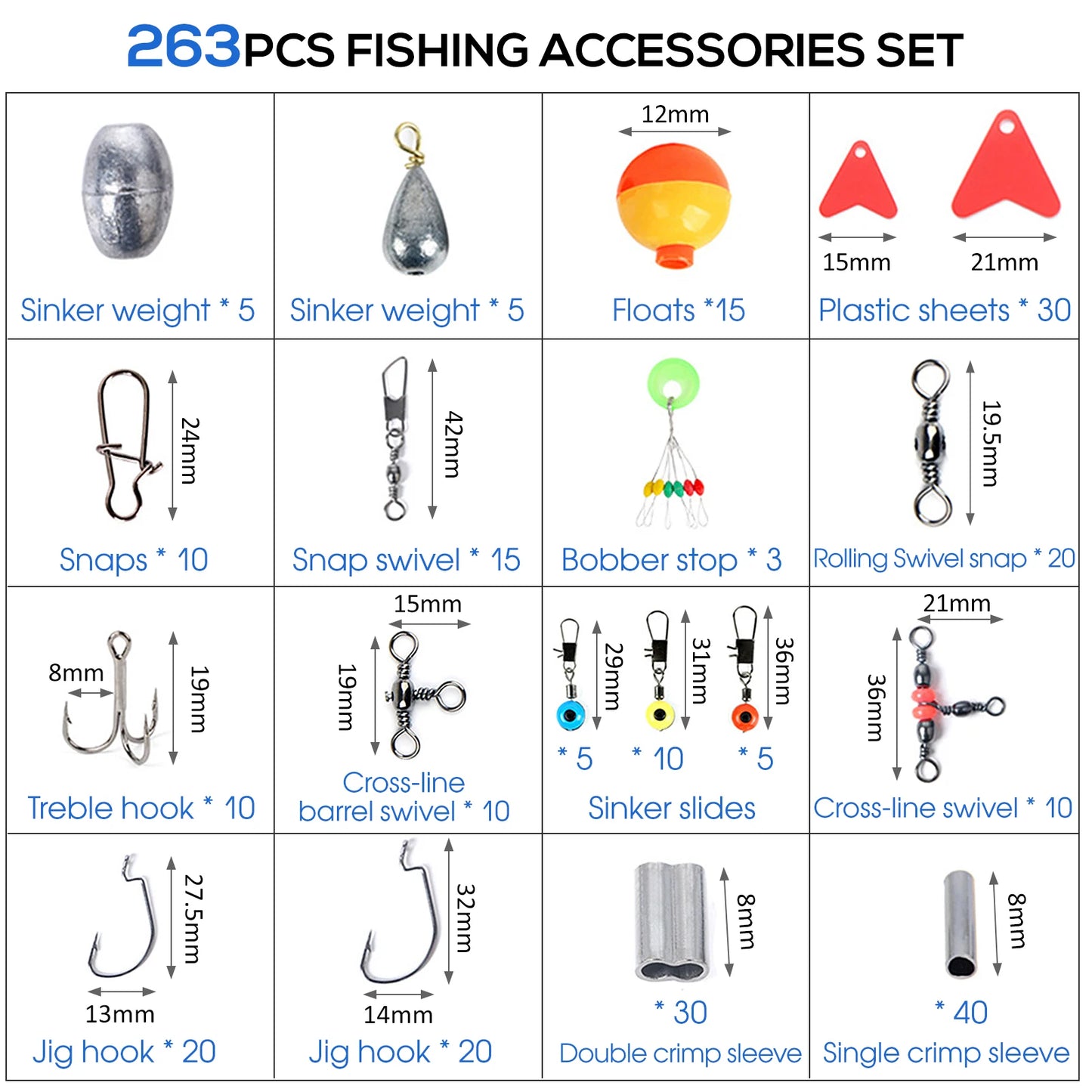 Docooler 263Pcs Fishing Accessories Set With Tackle Box