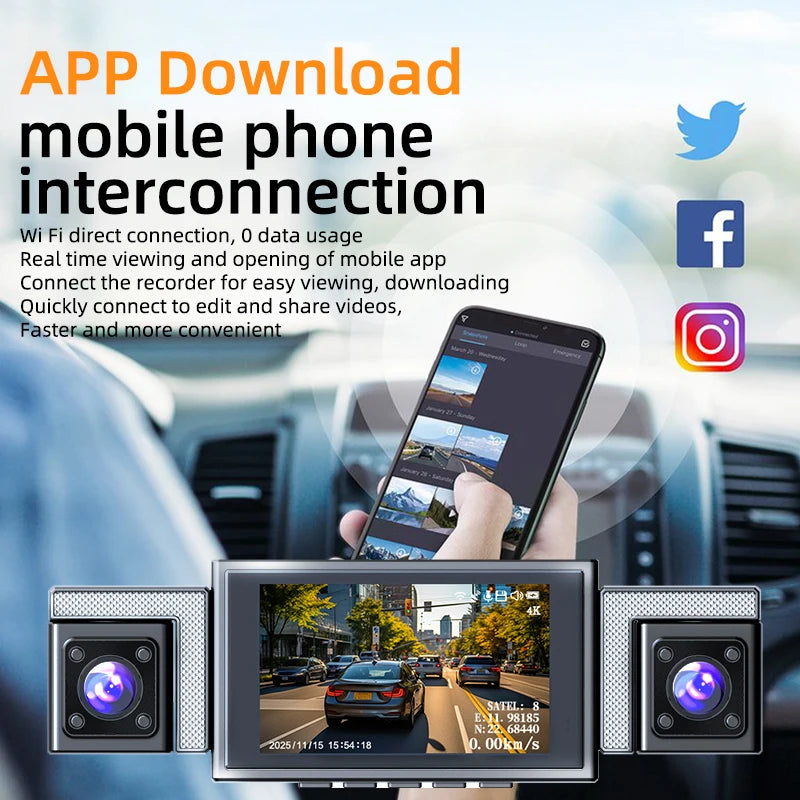MUÜBAE 4K 360 Dashboard Cam With WiFi GPS Night Vision