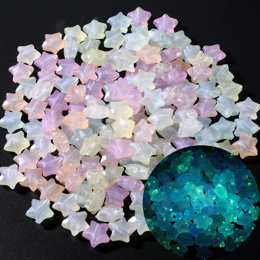 30Pcs Luminous Acrylic Beads 15mm Pentagram Loose Beads For Glow In The Dark Jewelry Making DIY Bracelet Necklace Earring