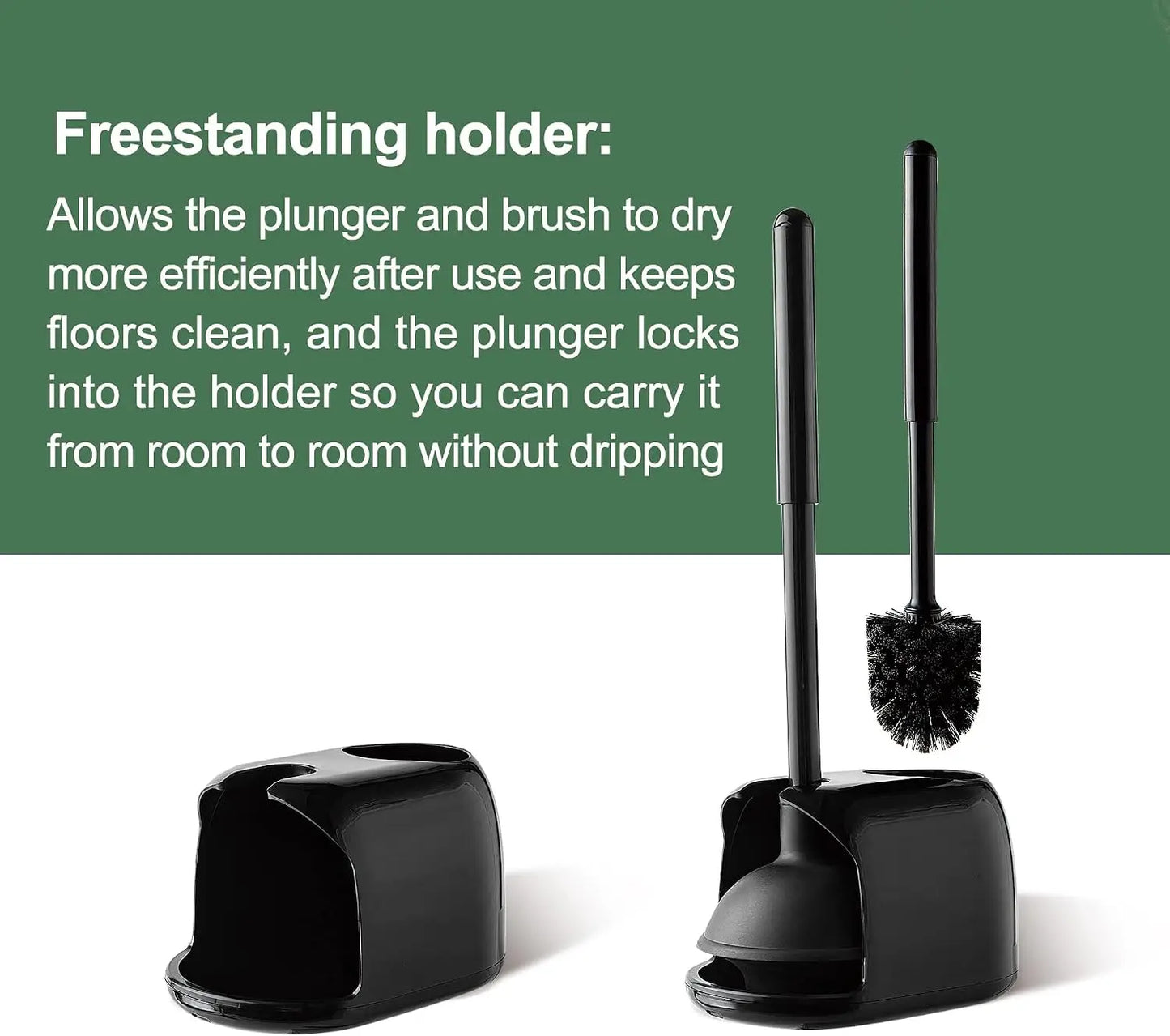 2 In 1 Toilet Brush And Plunger Set With Silicone Brush Head Strong Suction Rubber Cup Space Saving Bathroom Cleaning Tool With Storage Holder Toilet Brush Toilet Plunger Bathroom Cleaning Tools