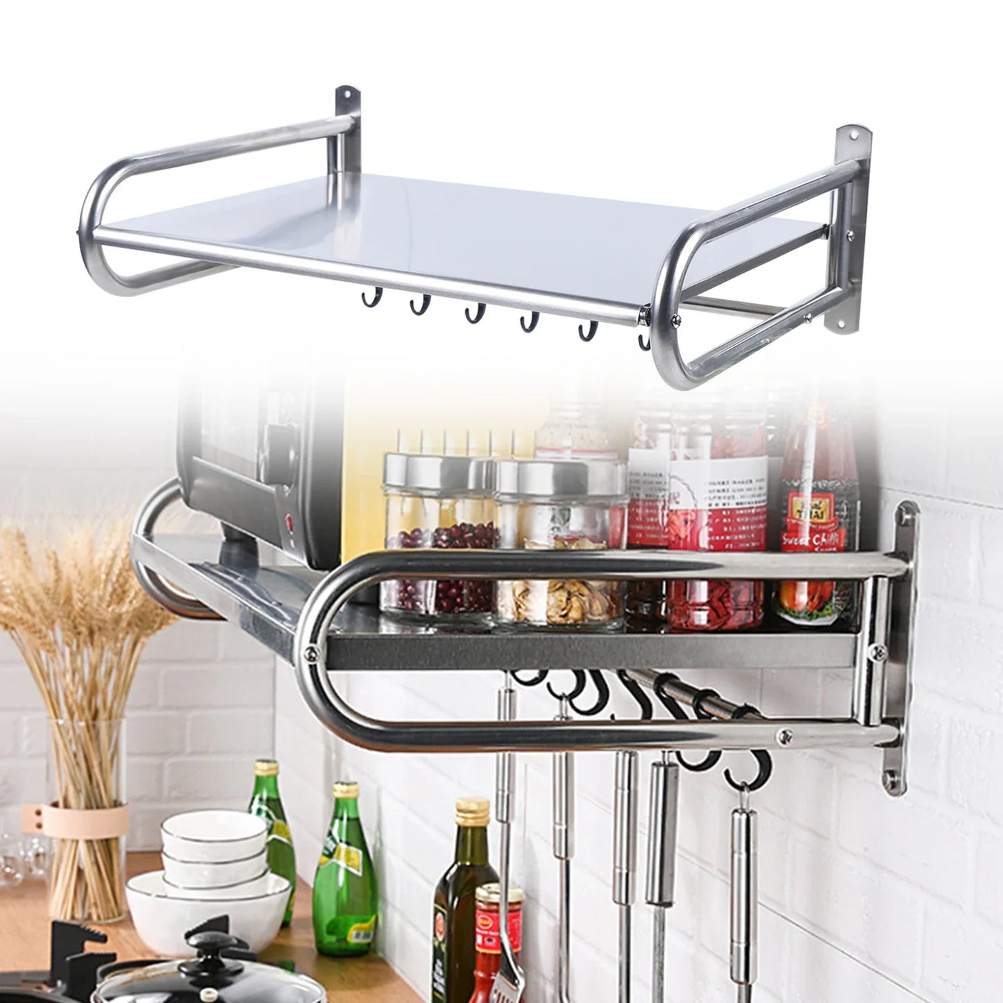 Stainless Steel Wall Mounted Microwave Oven Rack and Shelf
