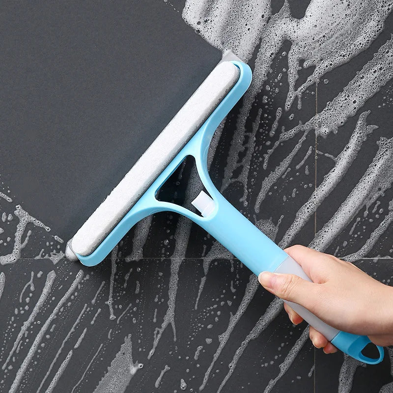 3 in 1 Double Sided Glass Squeegee Integrated Liquid Add Window Cleaning Brush Multi‑Purpose Bathroom Shower Glass Wiper