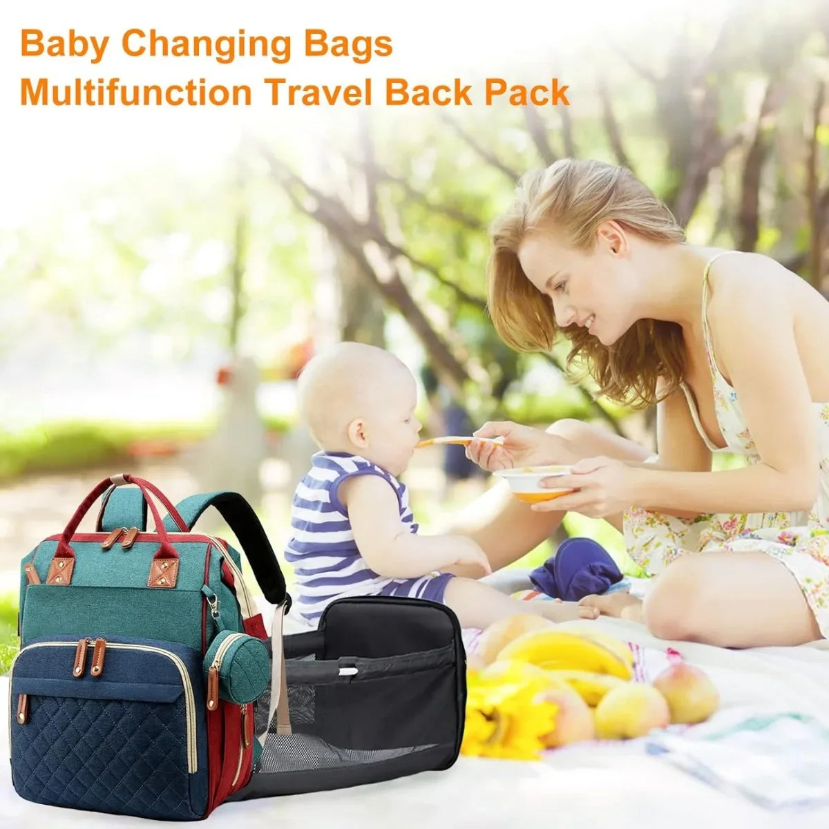 3 In 1 Diaper Bag With Changing Station Backpack For Travel