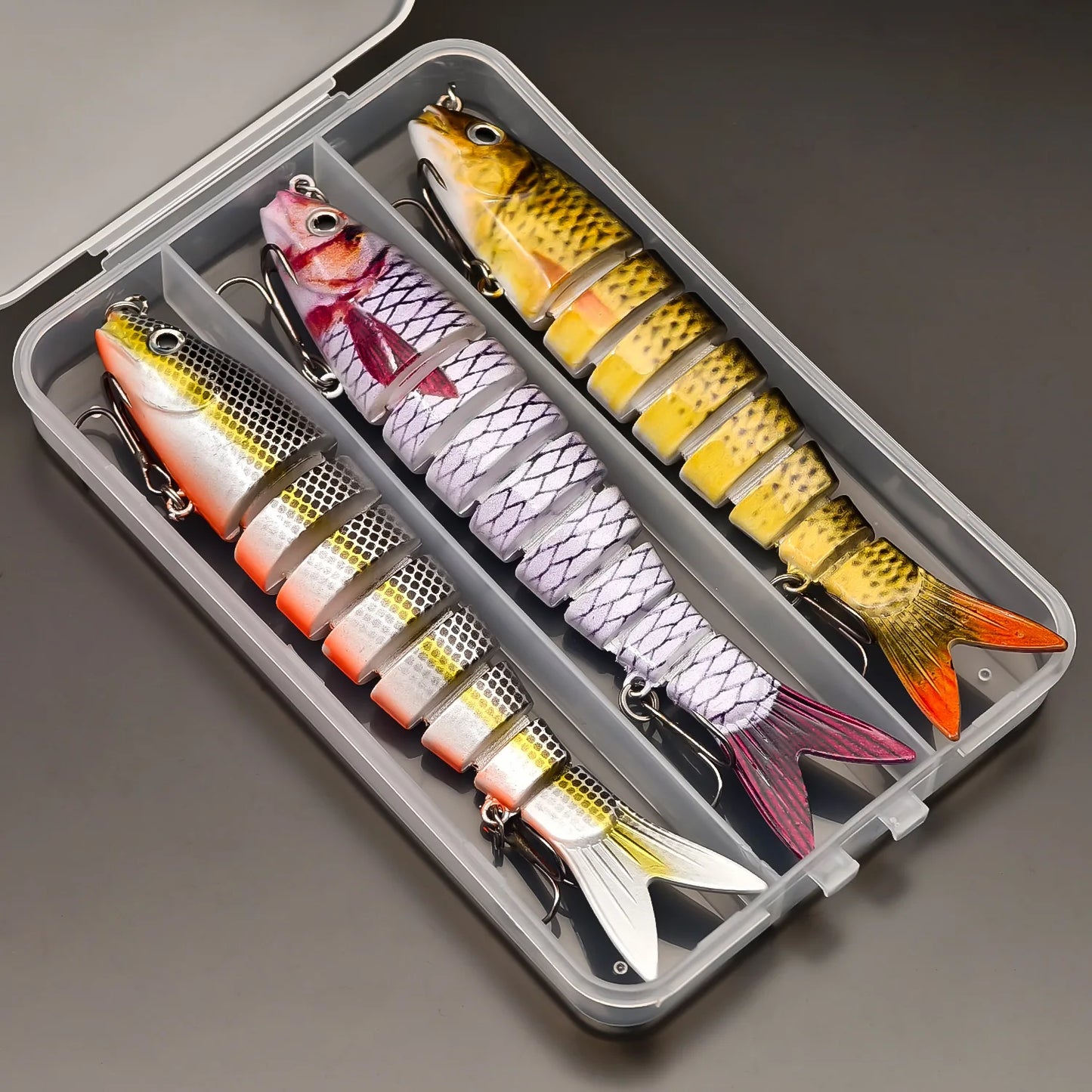ANFS Realistic Fishing Lure Set of 3pcs, Multi-Jointed Swimbaits Fishing Lures, Lifelike Slow Sinking Artificial Bait for Bass, Trout, Perch -perfect fishing gift for Angle