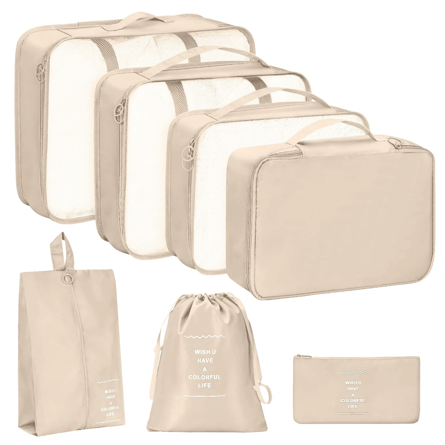 7PCS/SET Travel Organizer Storage Bags Suitcase Packing Cubes Set Cases Portable Luggage Clothes Shoe Tidy Pouch Folding.A-ZMT