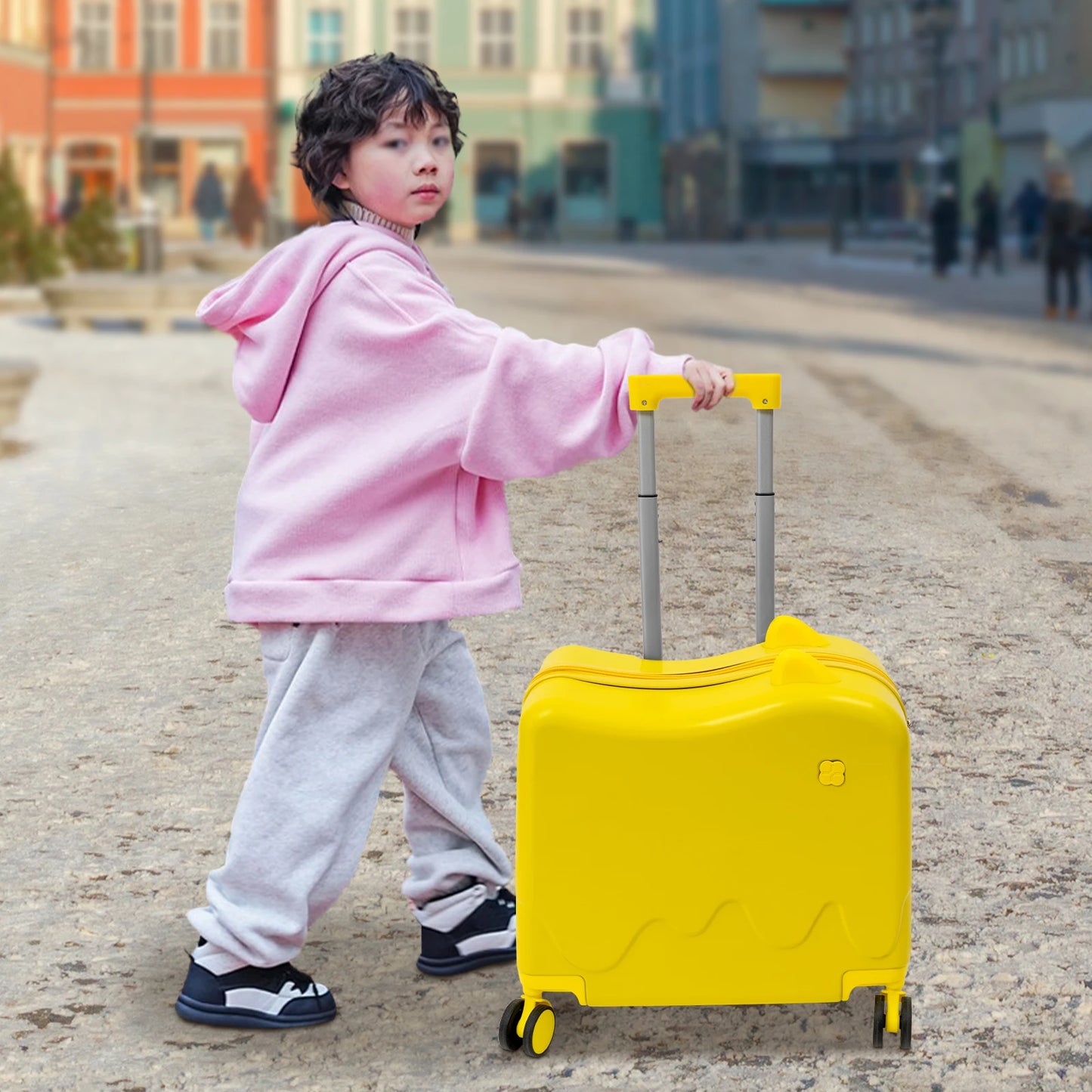 Kids Luggage Sit and Ride on Suitcase With Universal Wheels