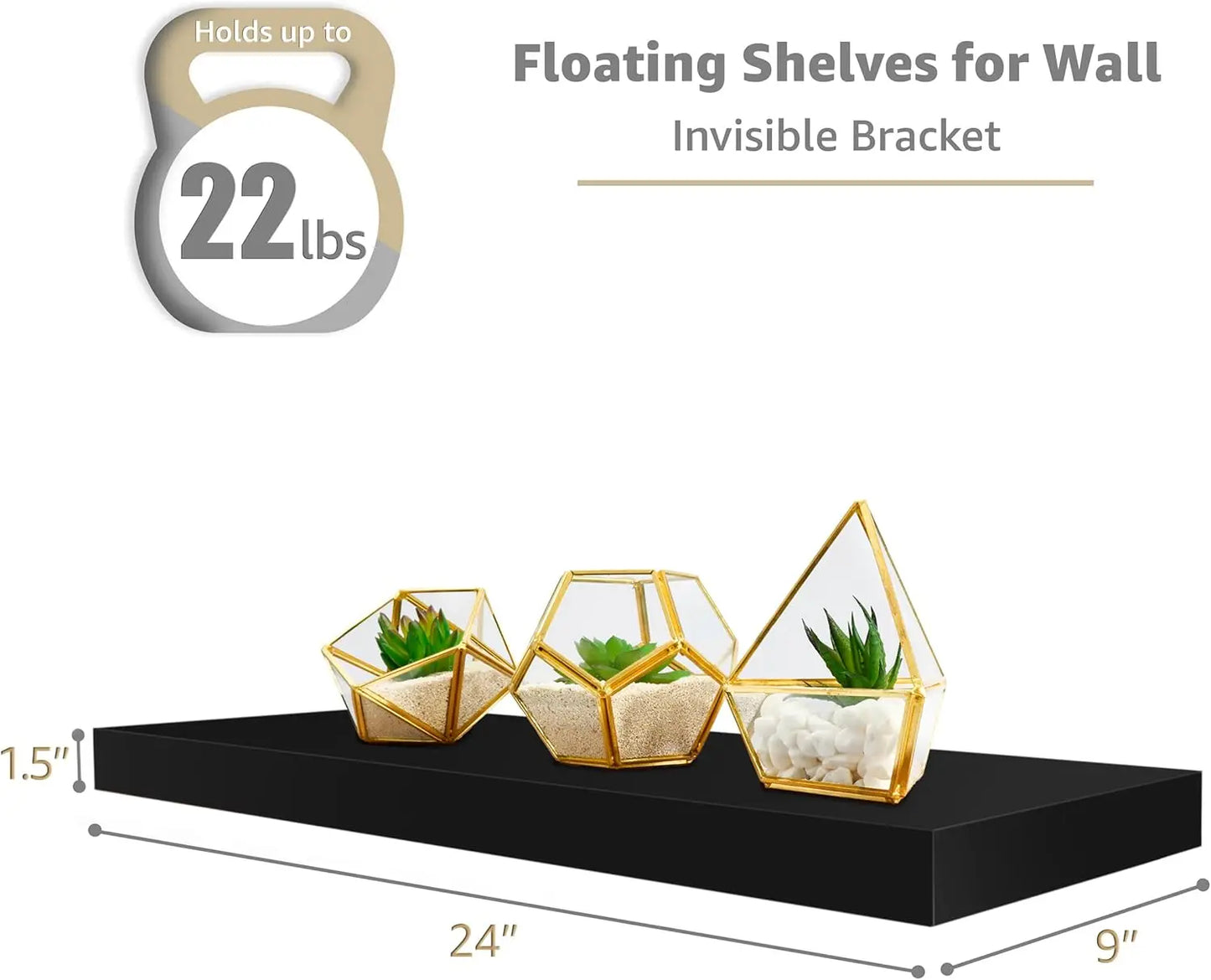 Floating Wall Shelves With Invisible Brackets 2 Pack
