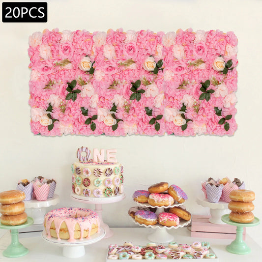 20pcs Flower Wall Panel, 60*40cm Artificial Floral Backdrop, Wall Decoration Backdrop