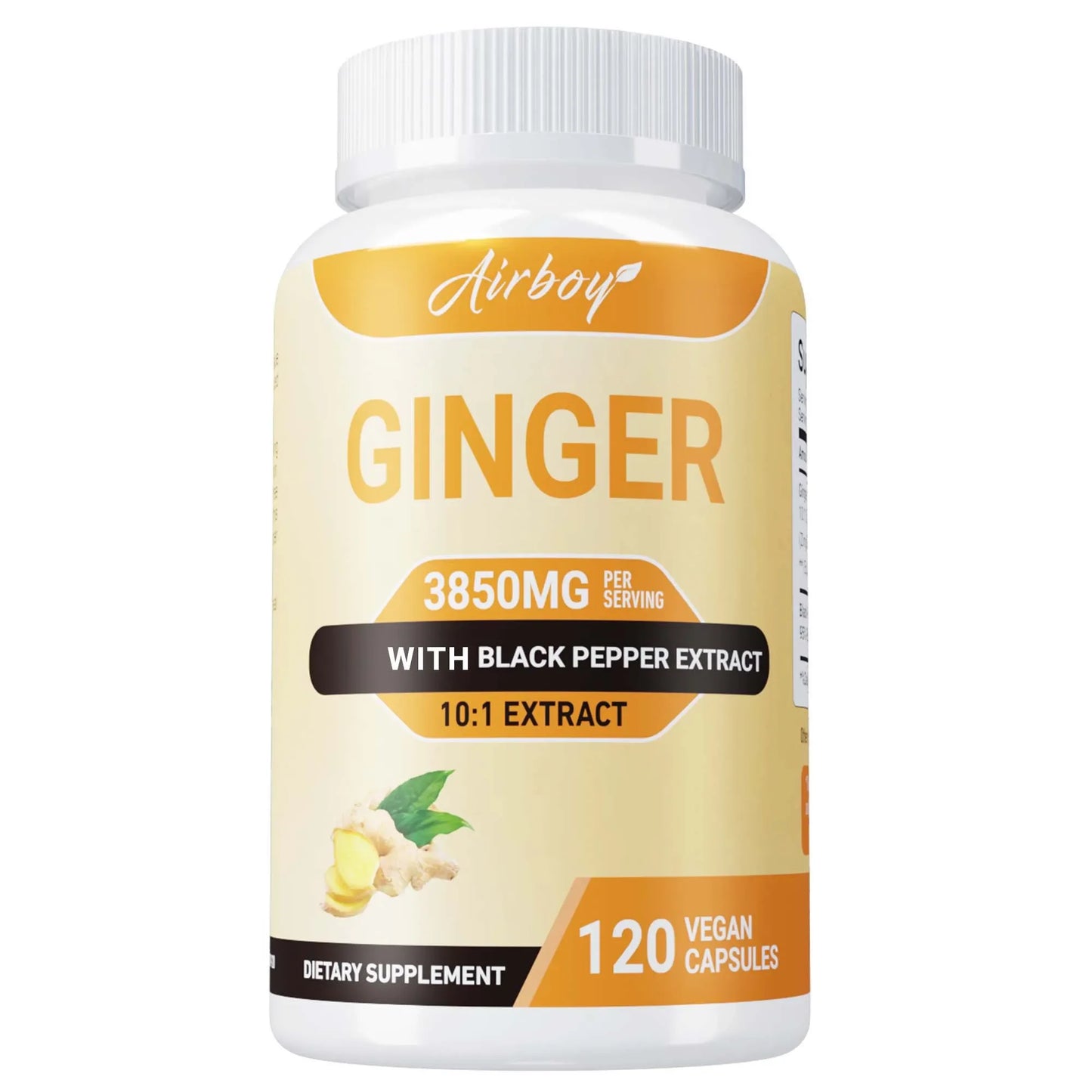 Ginger 3850MG - Supports The Immune System, Improves Digestion and Absorption, and Enhances Athletic Performance - 120 Capsules