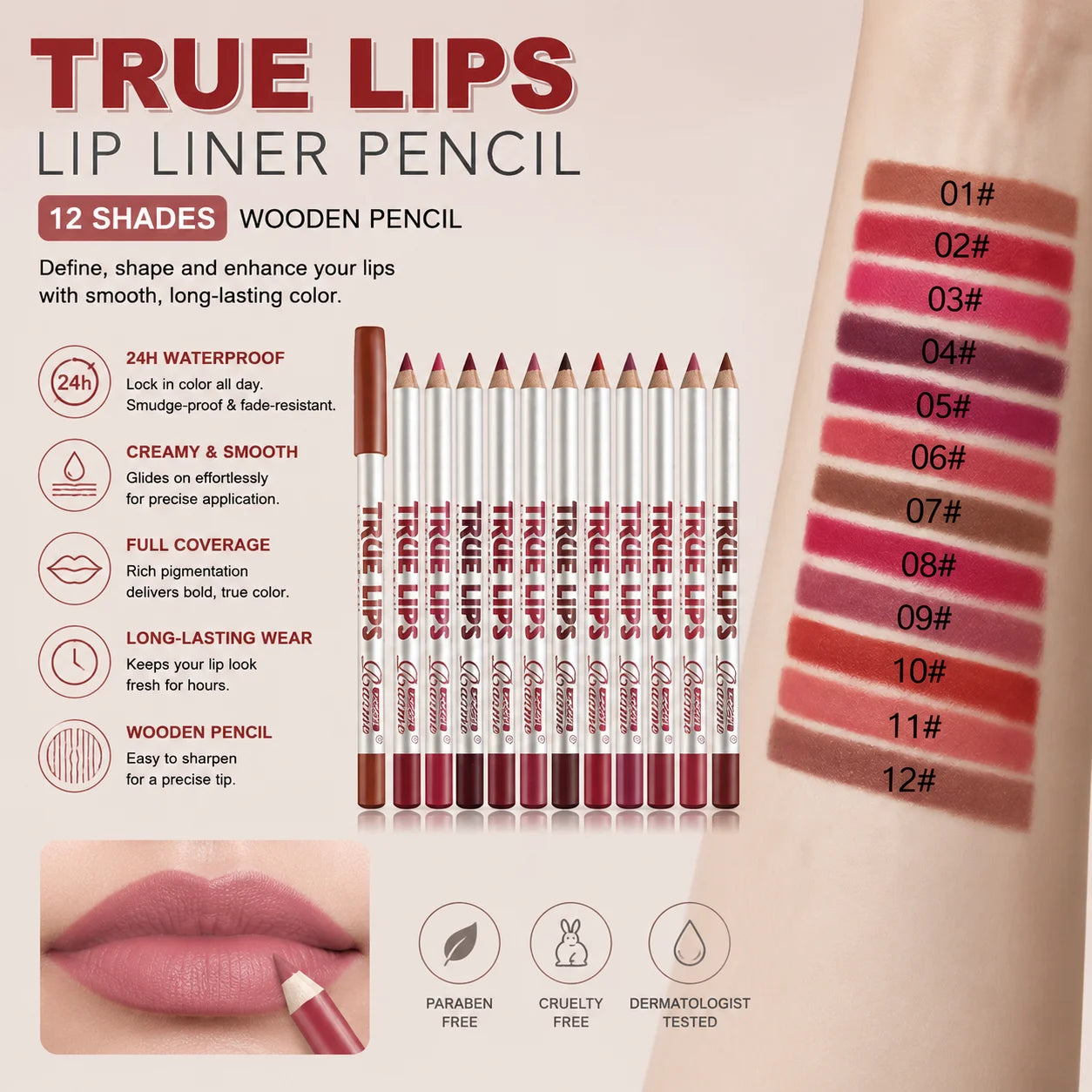 36Color Matte Lip Liner Pencil Set, Long Lasting Waterproof Smooth Lip Liners, Velvet Lip Pencils for Lips Makeup, Nude Red Brown Lip Liner Kit for Women Daily Party Cosmetics