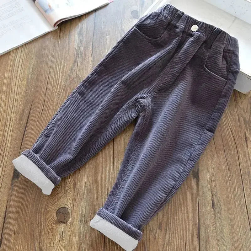 Sonkpuel Kids Warm Corduroy Pants Autumn Winter Unisex