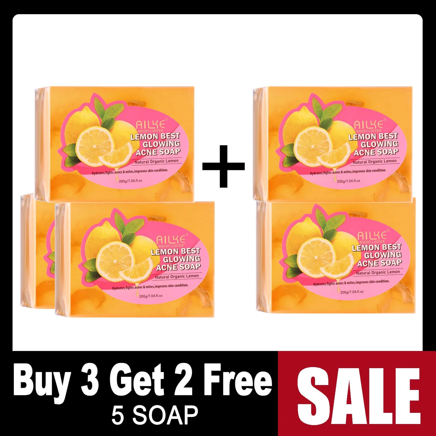 AILKE Natural Skin Glowing Set, Remove Acne, Darkness, Stains, Moisturizes, Lightening, Smooth, Improve Rough and Dry Skin