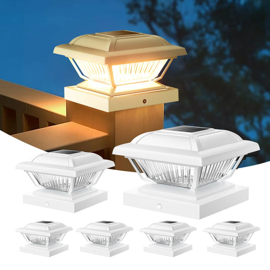 6 Or 12 Pack Solar Post Cap Lights For 3.5x3.5 To 5.5x5.5 Posts White Or Black LED Solar Garden Fence Deck Yard Lighting