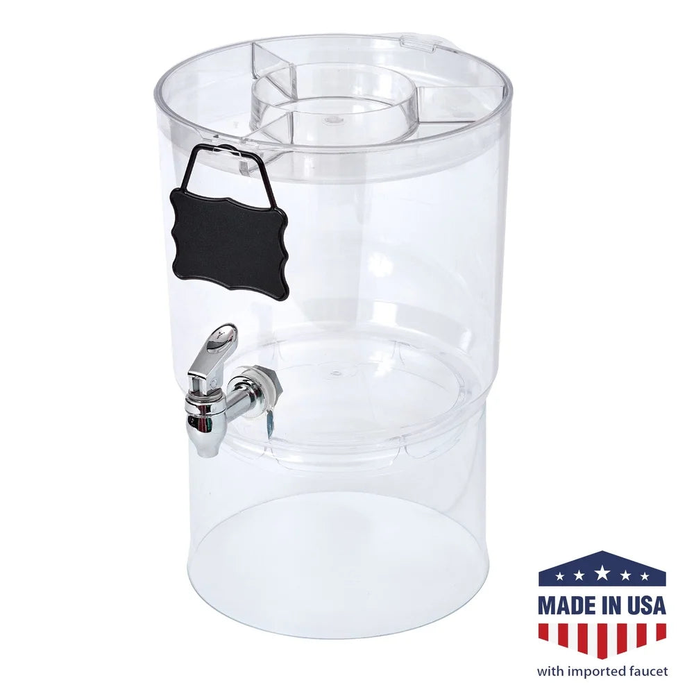 2 Gallon Beverage Dispenser Party Top Stackable Drink Server With Chrome Spigot Chalkboard ID Plate BPA Free Tritan
