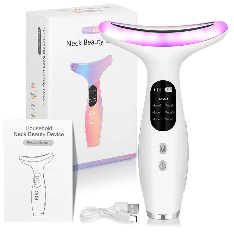 7Color Neck Face Massager Facial Massager Tool for Skin Care at HomeVibrating Face Massager with ThermalsGalvanic Machines Black