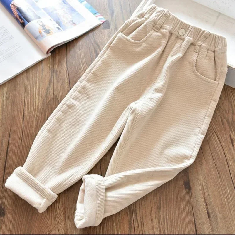 Sonkpuel Kids Warm Corduroy Pants Autumn Winter Unisex