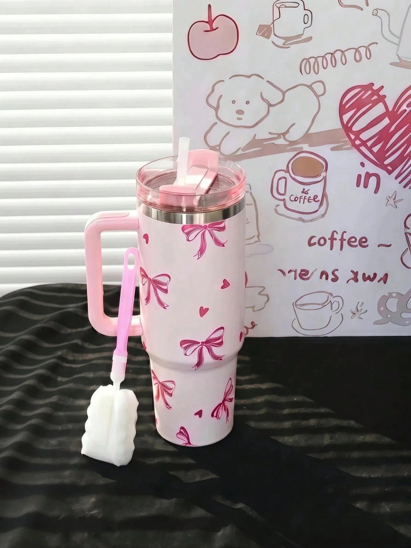 Watercolor Design Stainless Steel Vacuum Insulated Tumbler With Handle