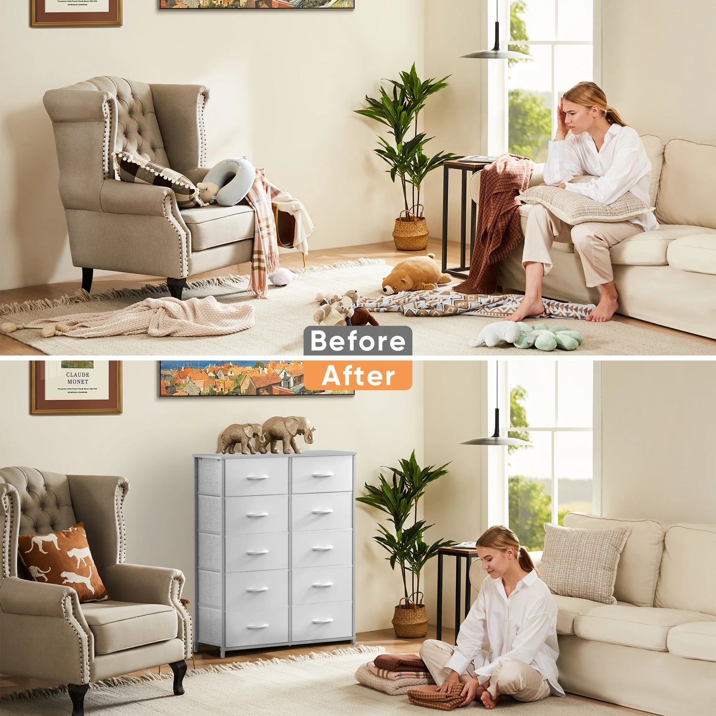 JHK Wardrobes For Bedroom With Fabric Drawers Chest Closet