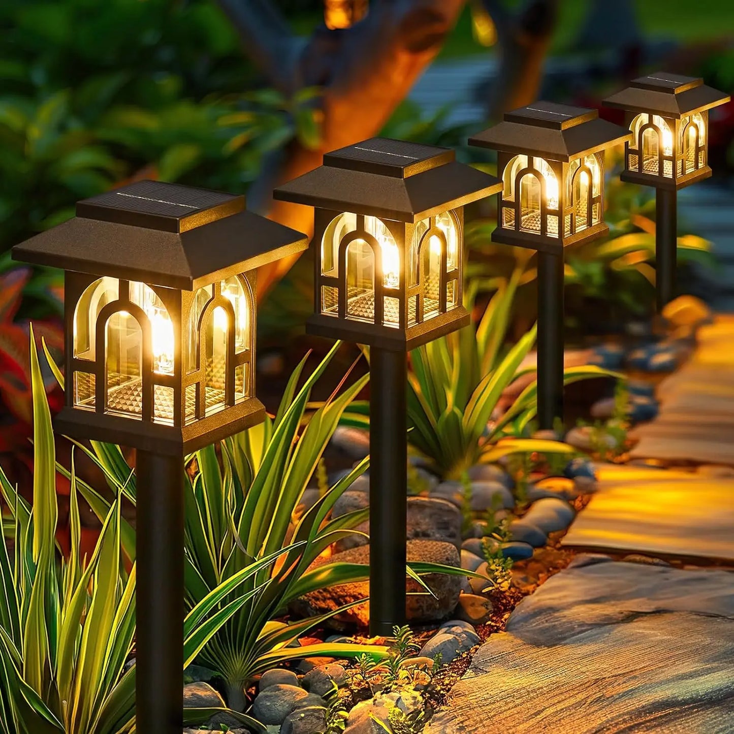 6 Or 10 Pack Solar Pathway Lights Outdoor Auto On Off Garden Yard Patio Walkway Lawn Landscape Lighting