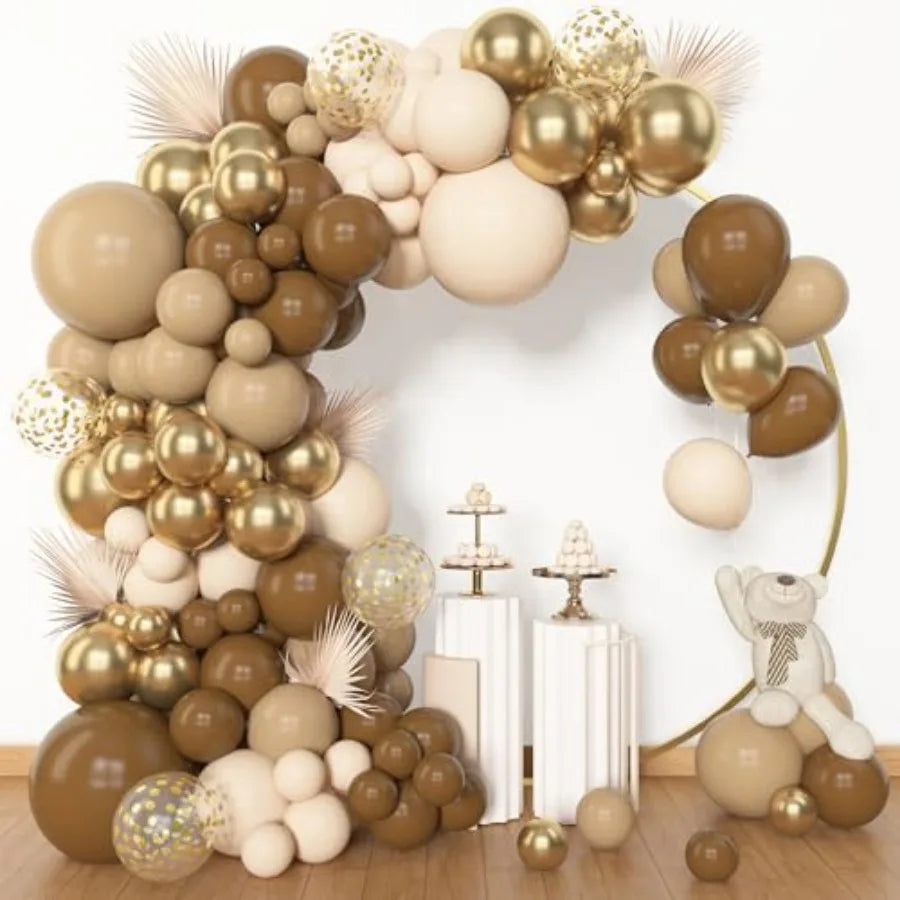 153pcs Balloon Garland Arch Kit, Different Sizes 18 12 10 5 inch Latex Metallic Confetti Gold Balloons Baptism Birthday Boho Ba