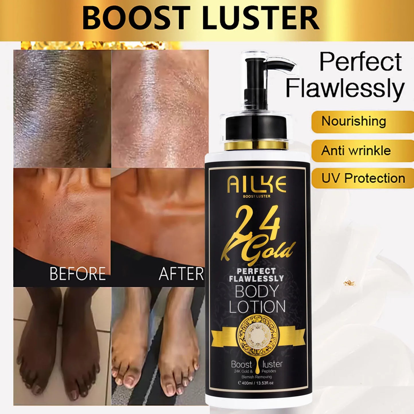 Ailke 24K Gold Collagen Cream Whitening Dark Spots Anti Aging Set