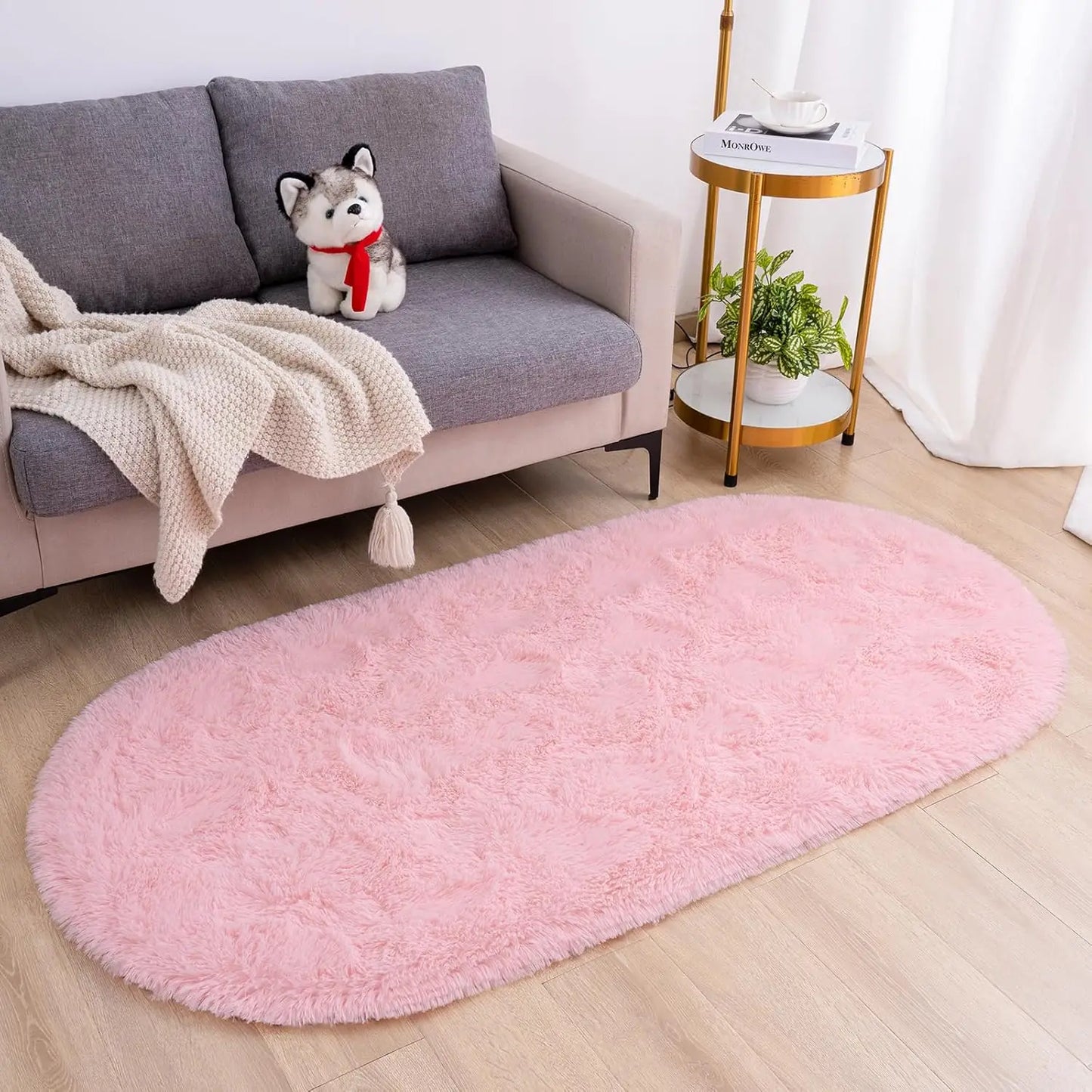 Oval Fluffy Ultra Soft Shag Area Rug for Bedroom Nursery