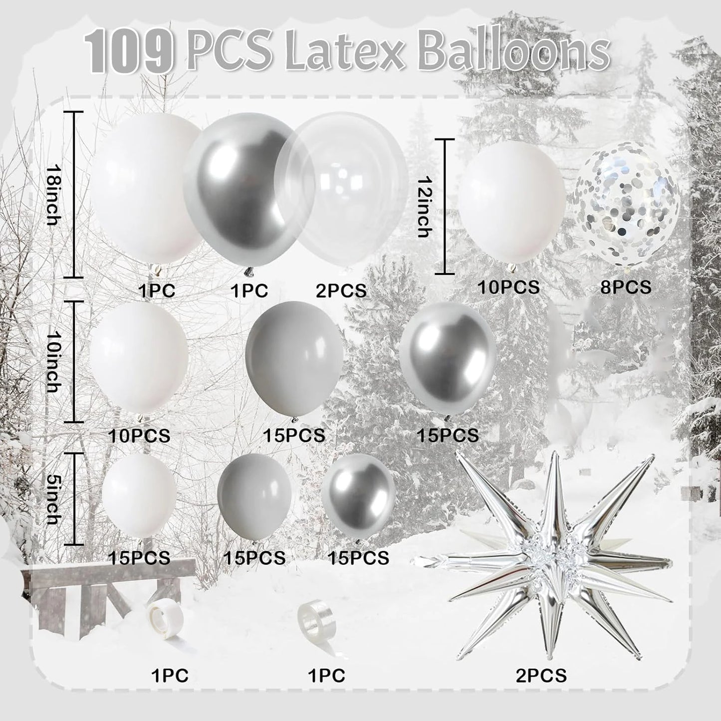 100 Piece Latex Balloon Decoration Set With Star Arch