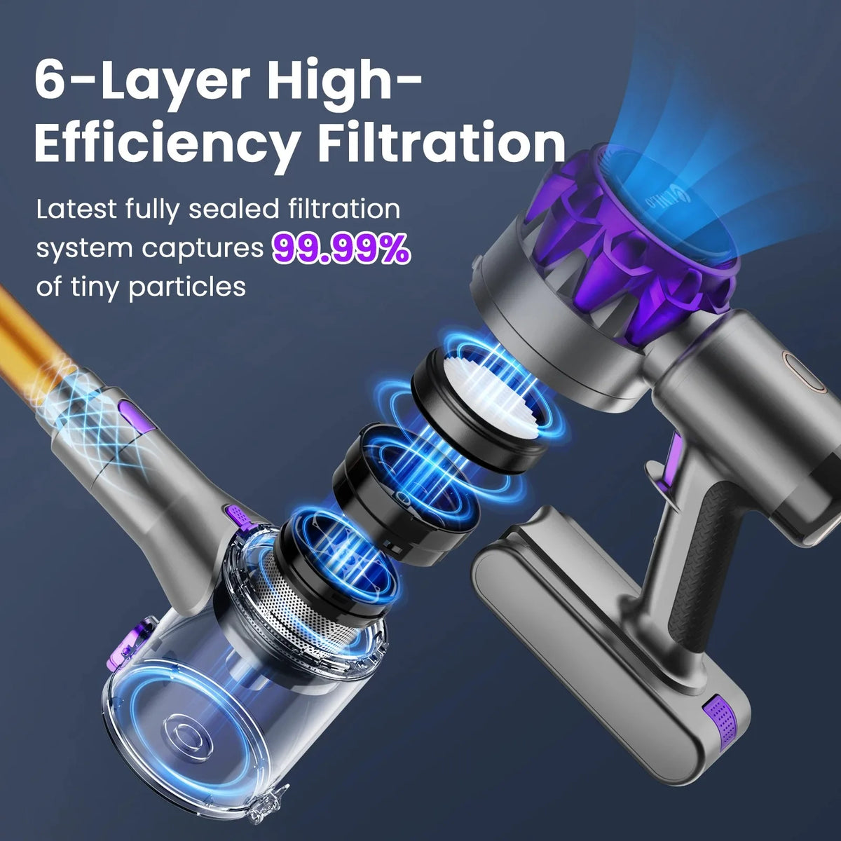 INSE S3P Cordless Vacuum Cleaner 45Kpa Powerful Handheld Stick Vacuum with LED Display 55-Min Running Self-Standing for Carpet H
