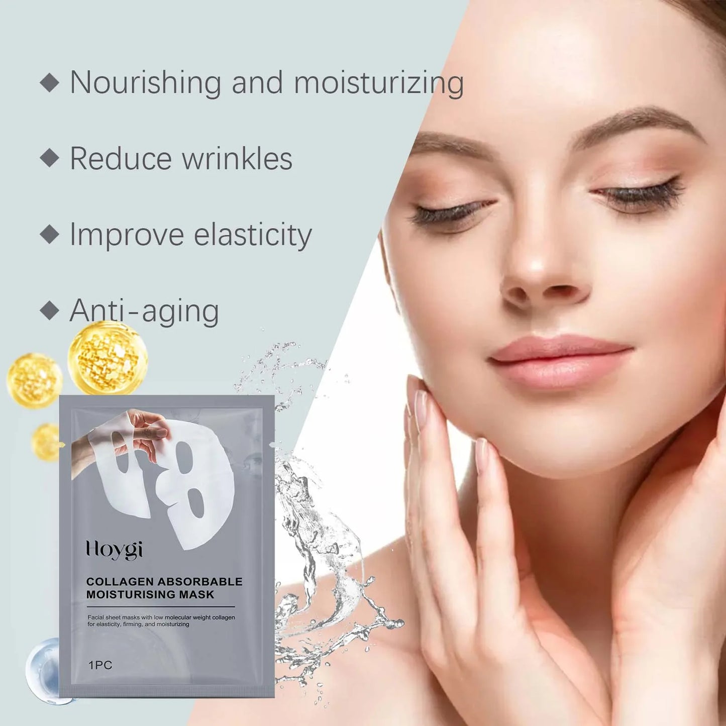 Collagen Absorbable Moisturising Mask Overnight Lifting Firm Fade Fine Lines Wrinkle Smoothing Hydrating Facial Mask Skin Care