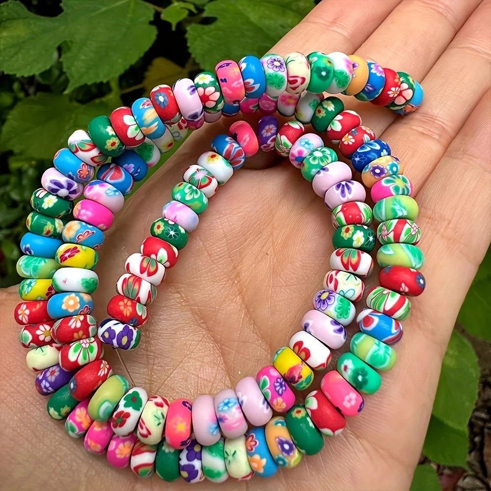 About 100pcs Colored Polymer Clay Beads, Ideal Accessories for Necklace Bracelet Keychain Jewelry Making