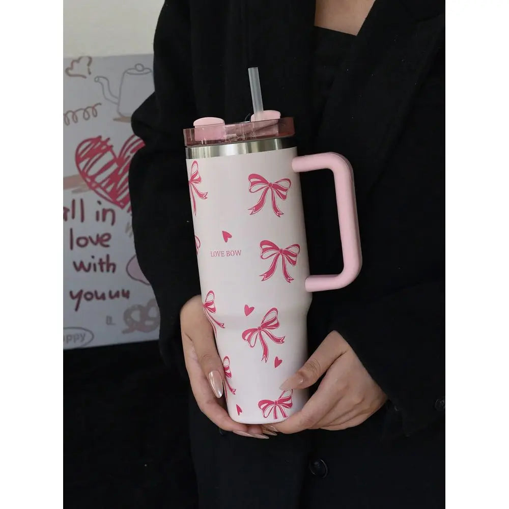 Watercolor Design Stainless Steel Vacuum Insulated Tumbler With Handle